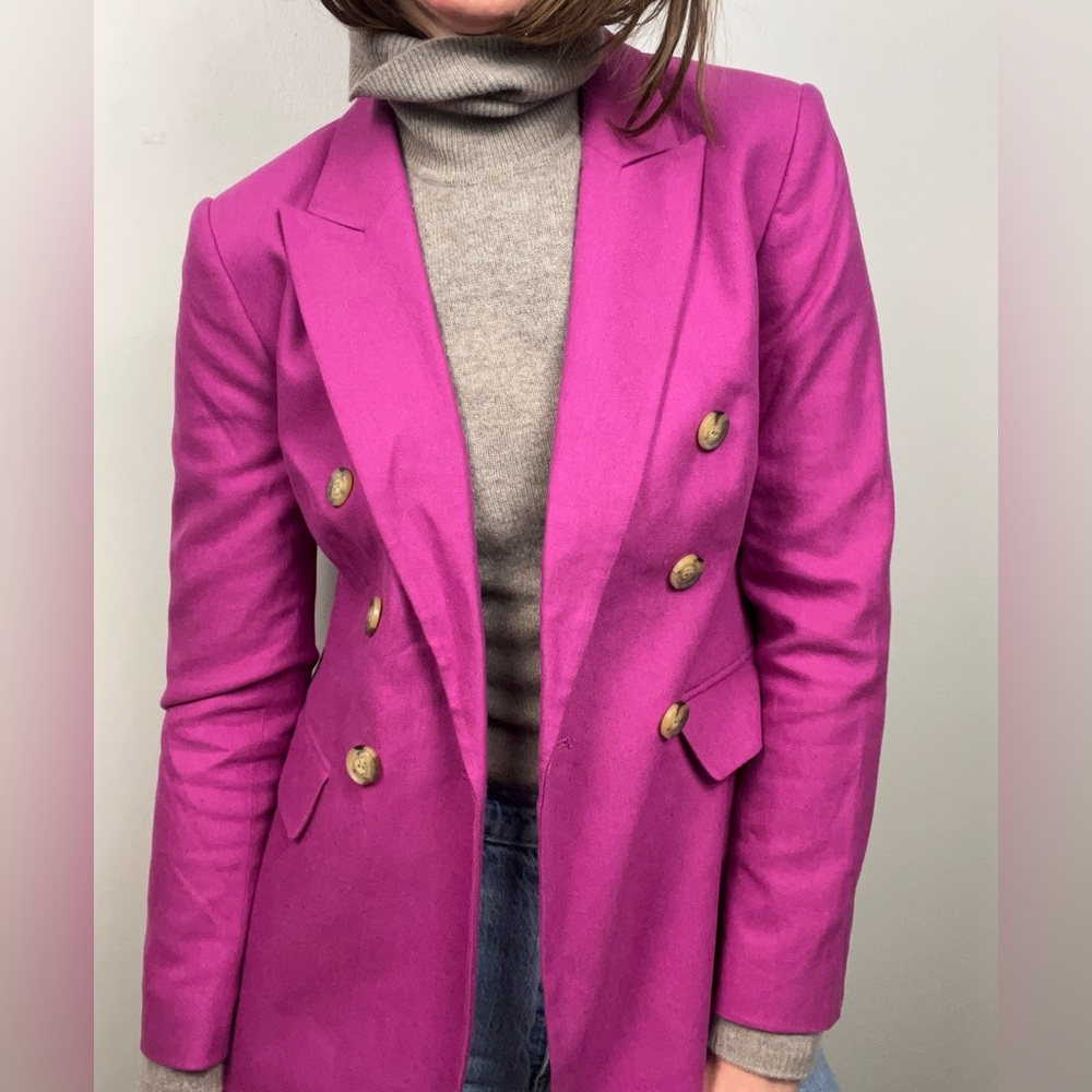 LOFT Double-Breasted Fuchsia Blazer Cotton/Linen – Size 4